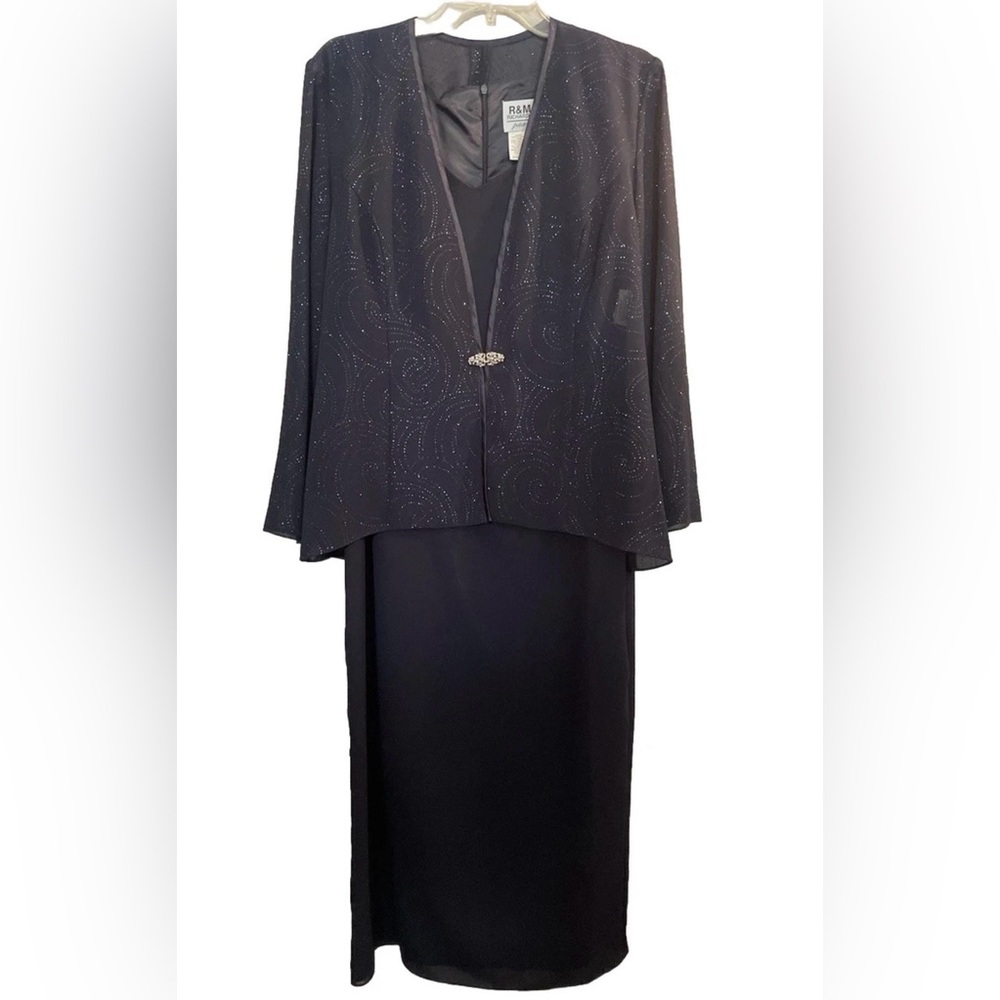 R&M Richards Petites Navy Dress with Jacket Size 14P